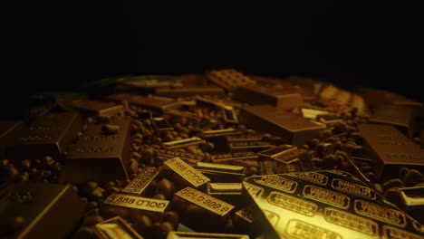 bar ingot gold of different size and dimension store in a bank safe deposit