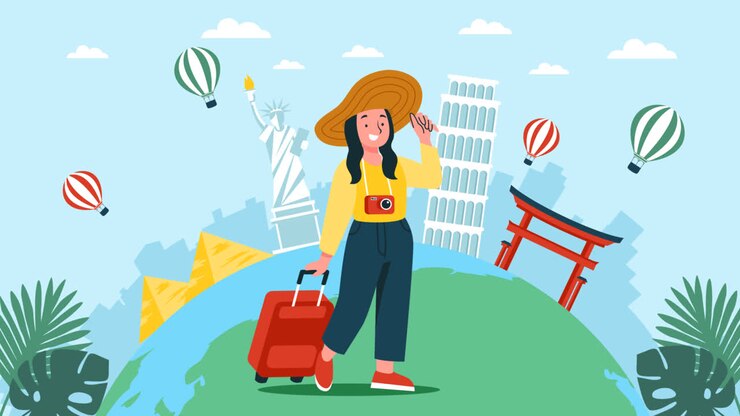 An animation of Flat illustration for world tourism day