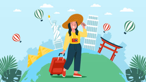 an animation of flat illustration for world tourism day