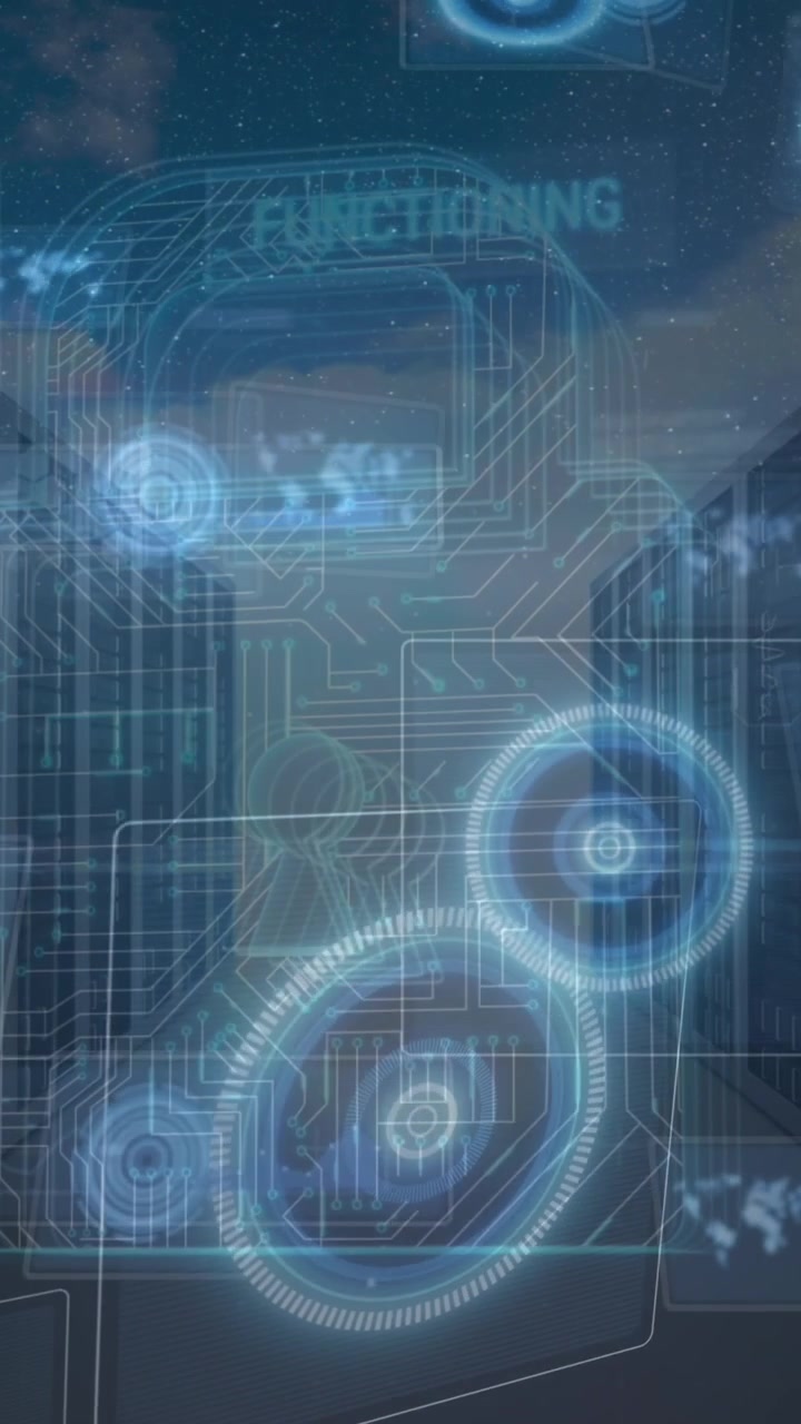 Animation of data processing over server room