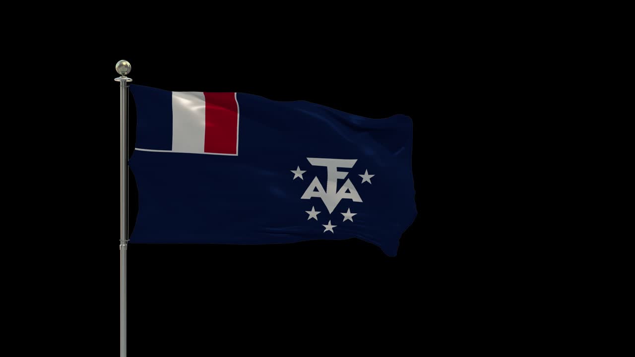 프랑스 남부 및 남극의 여러 발, 기둥, 테이블 발에 국가 발을 흔들고 있다.