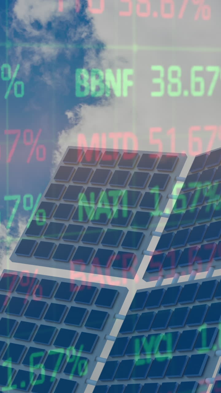 태양 전지 패널을 이용한 금융 데이터 처리 애니메이션