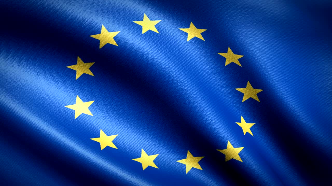 bandeira da união europeia. animação em loop sem costura. vídeo de alta definição 4k