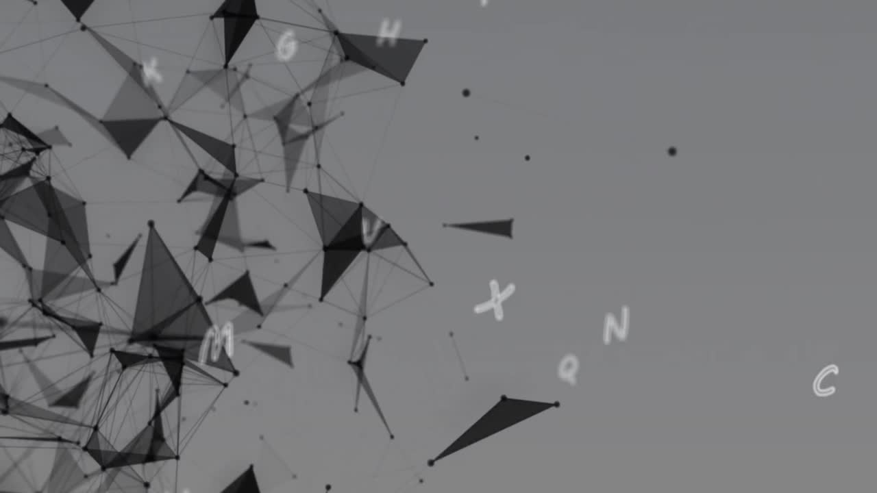 animación de múltiples letras que cambian a través de una red de conexiones