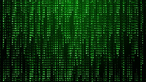 Binary code loop green matrix number animation background with digits moving digital age algorithm