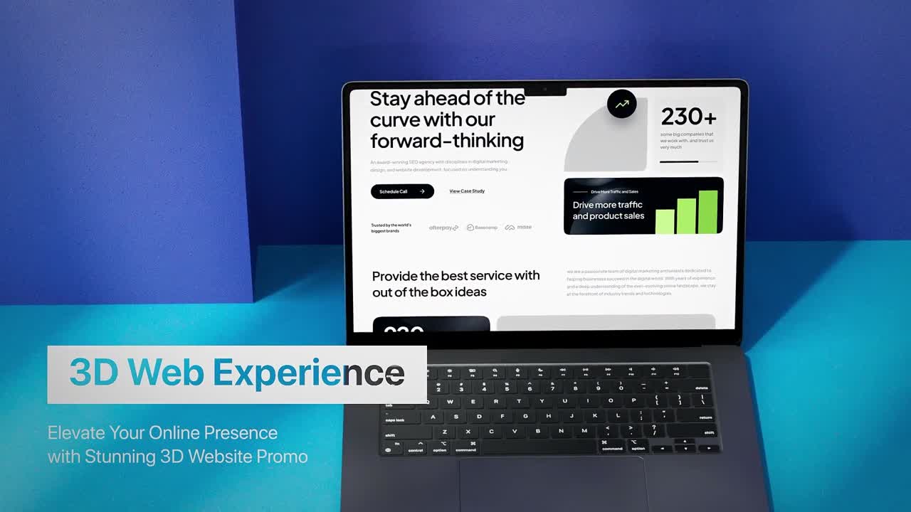 Advanced 3d modern website promo template for tech startup and digital presentation