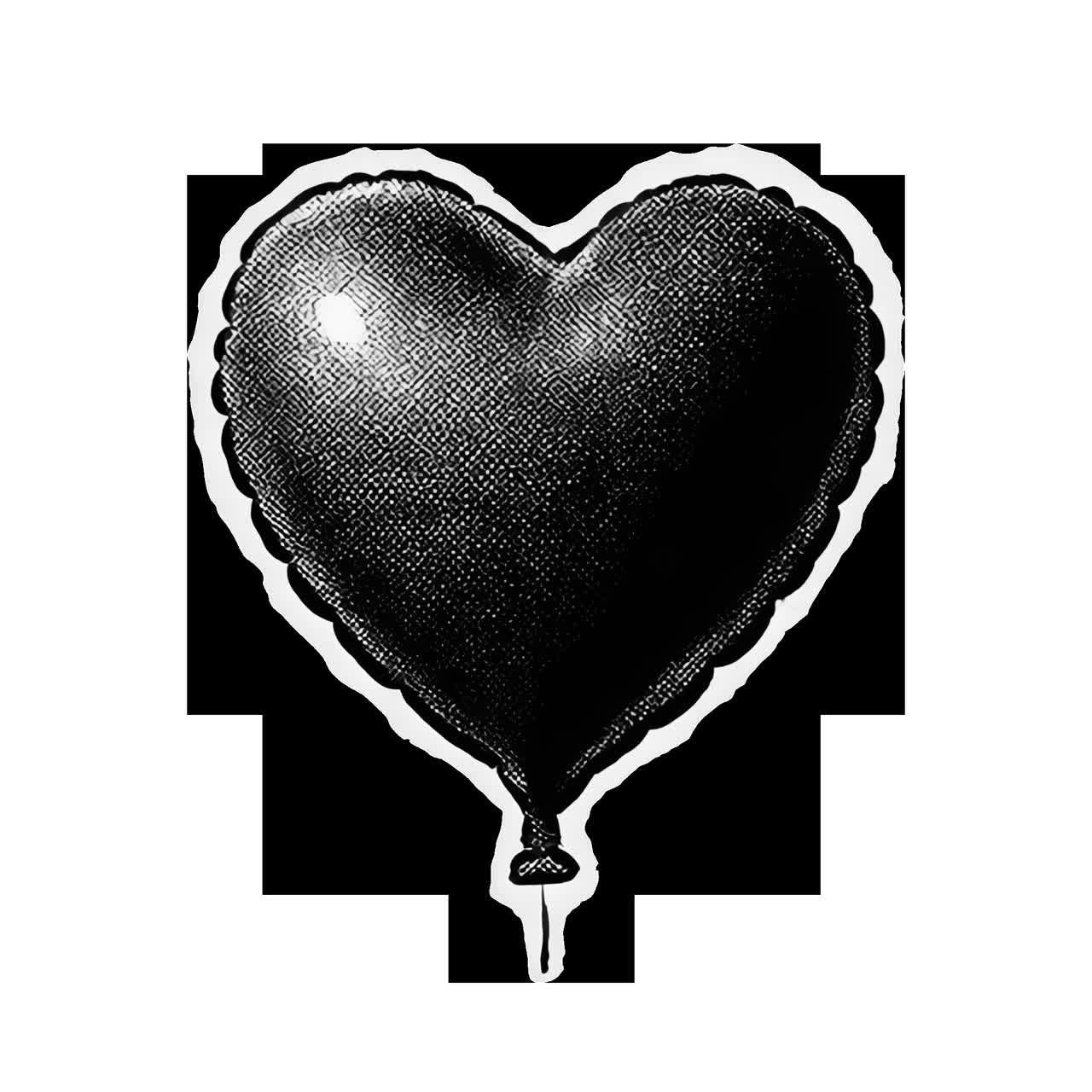 Vintage heart balloon illustration animation isolated asset, transparent 4K video, alpha channel