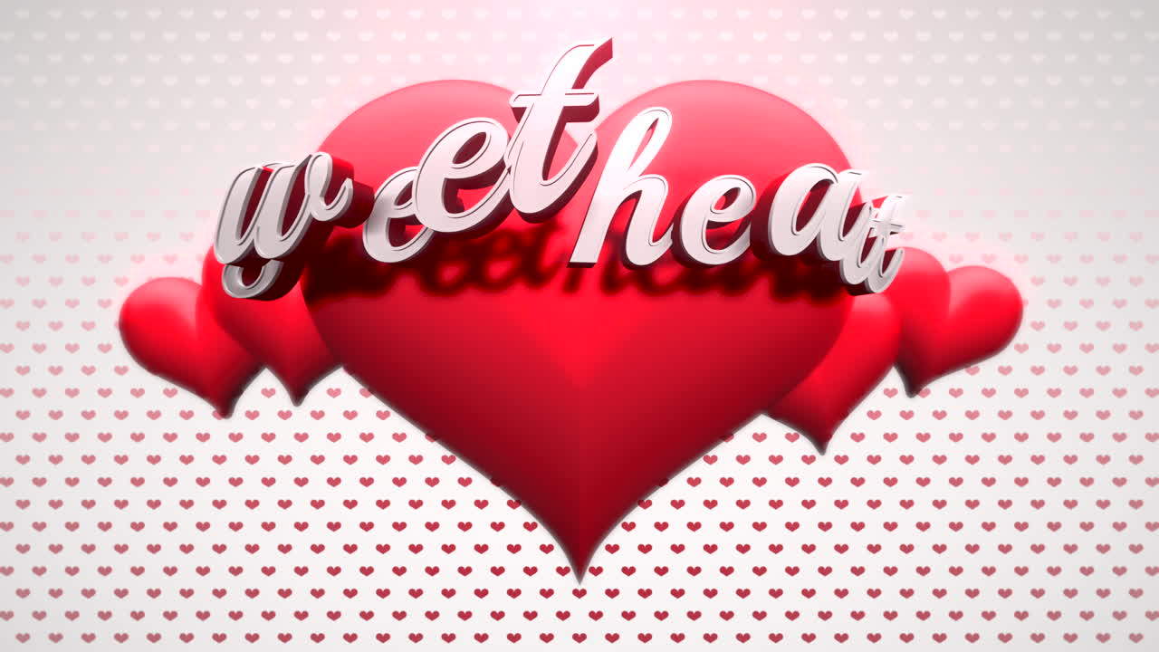 발렌타인 데이 6에 달콤한 하트 텍스트와 모션 로맨틱 하트