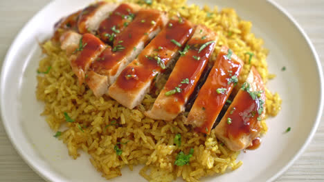 grilled sweet and chilli chicken with curry rice