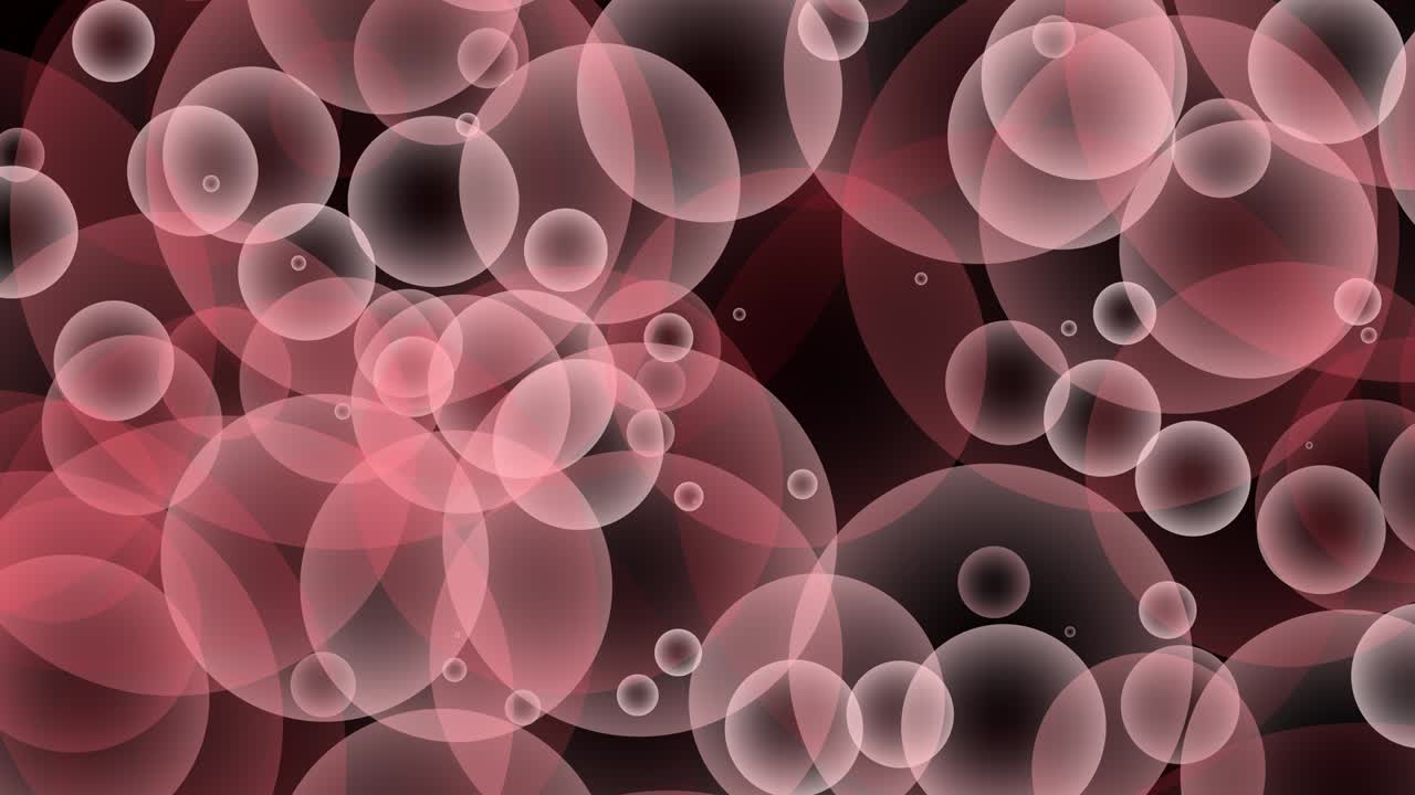 rosado rojo borgoña gris burbujas sin costuras que se elevan flotando y en movimiento lento bucle de partículas de burbujas de animación de fondo negro.
