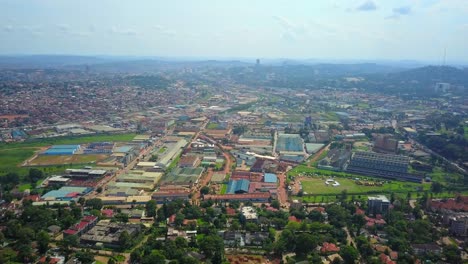 panorama of a cityscape and industrial area in bugolobi, kampala district, central region, uganda