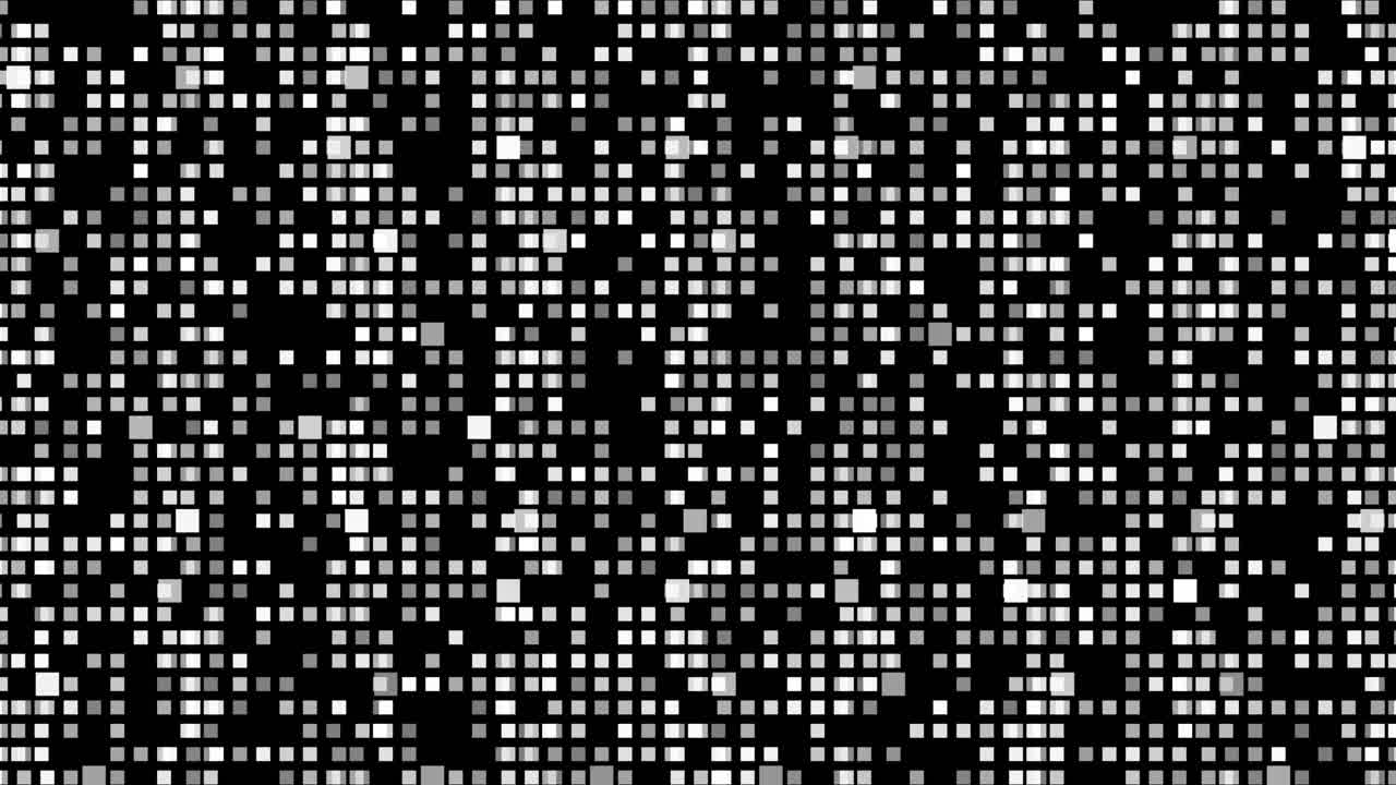 Abstract stylized pixel data flow representing binary code or blockchain blocks. Versatile background for fintech, data encryption, and IT infrastructure