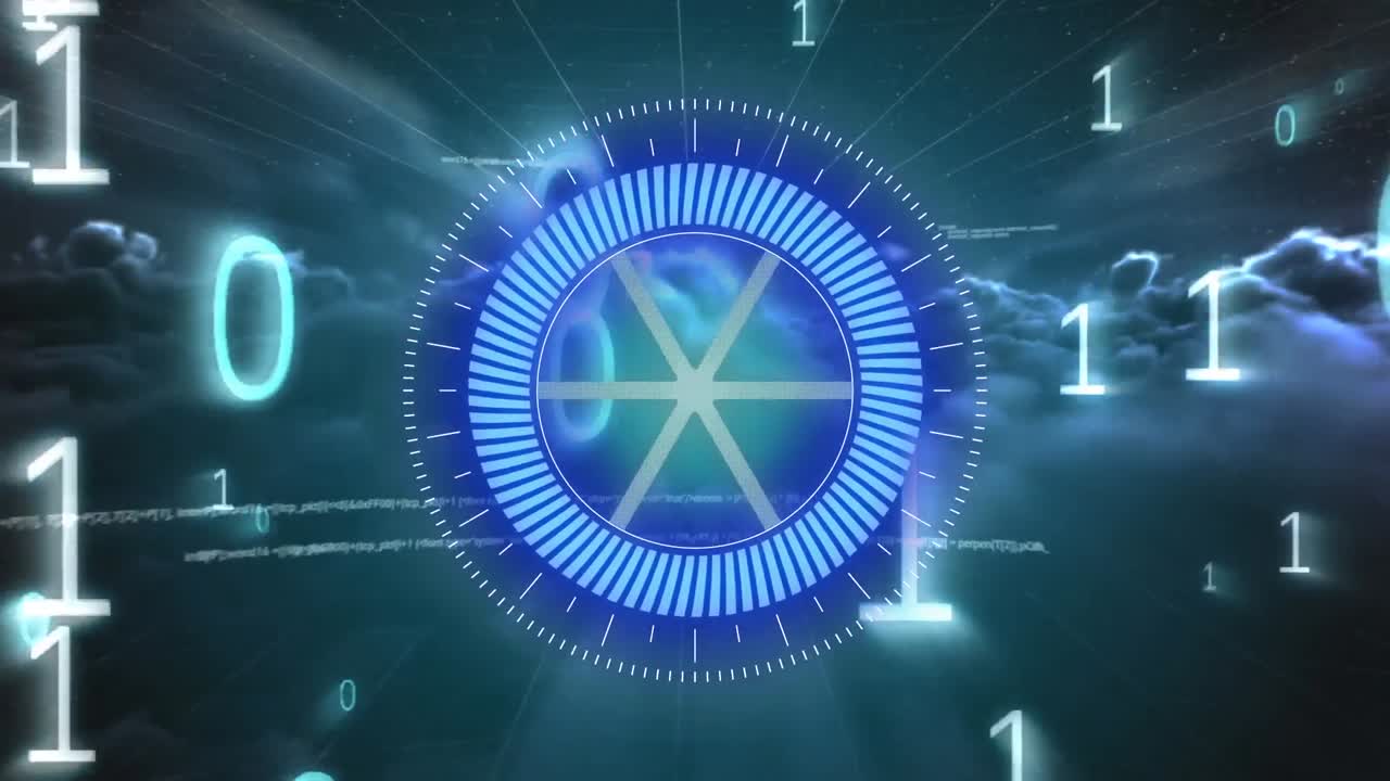 구름 위의 범위 스캐닝과 데이터 처리의 애니메이션