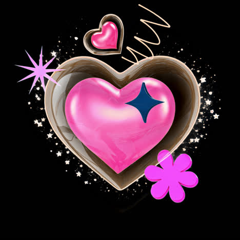 colorful abstract heart design animated overlay, transparent 4k video, alpha channel, prores 4444