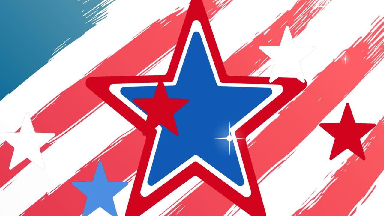 Animazione di stelle nei colori rosso, bianco e blu della bandiera degli Stati Uniti d'America.