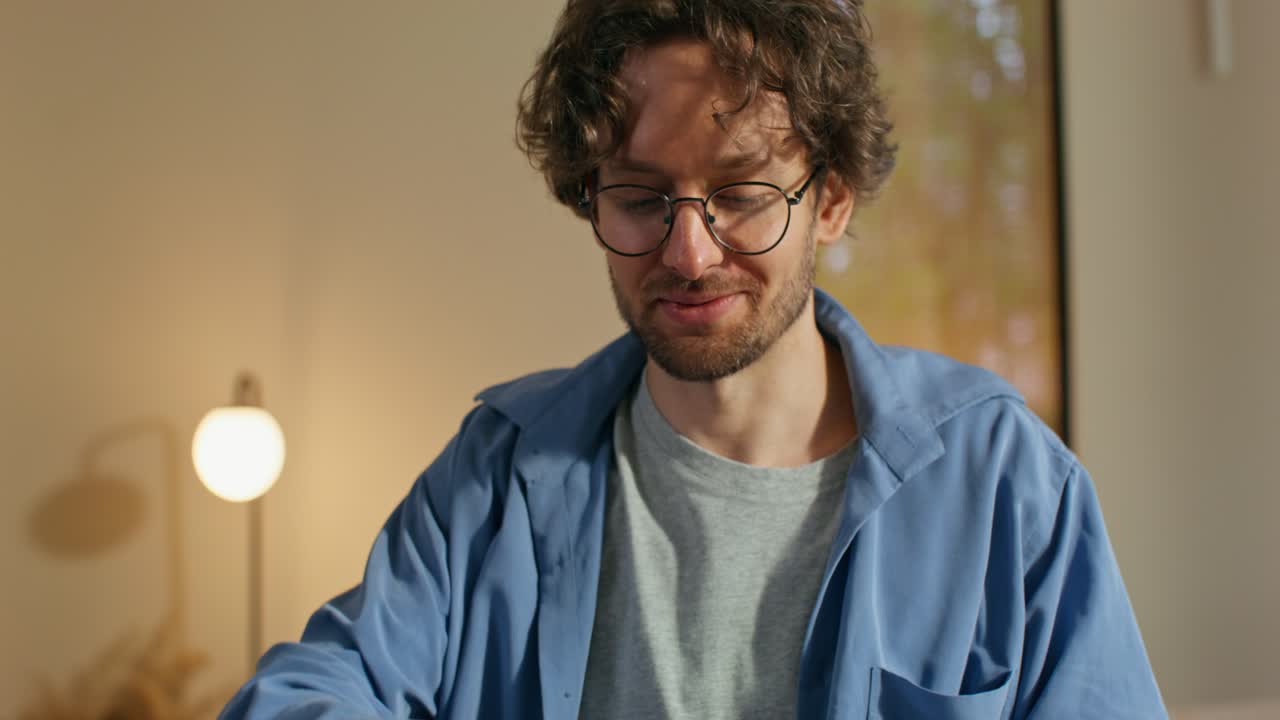 hombre trabajando o relajándose en casa