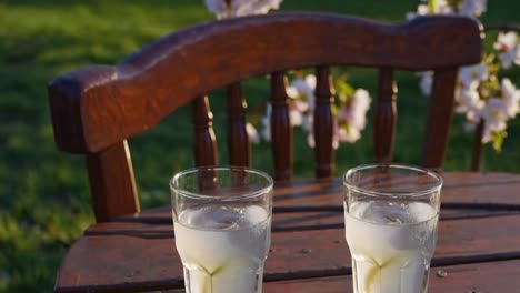 iced lemonade on a wooden table