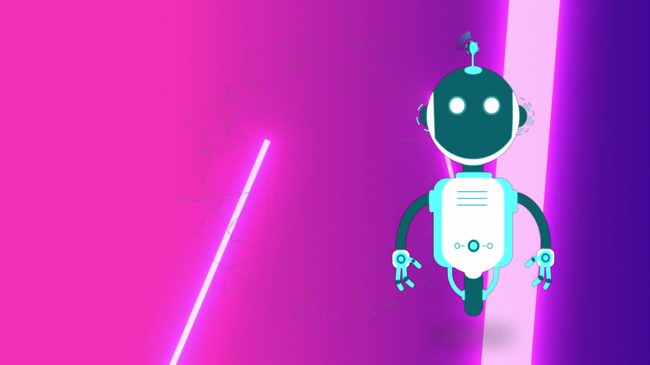 Animation of ai chat bot over neon background