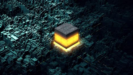 background tecnologico ai circuito cpu. visualizzazione 3d ai potenza del processore.