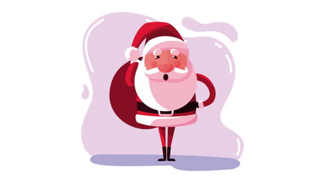 merry christmas animation with santa claus lifting bag