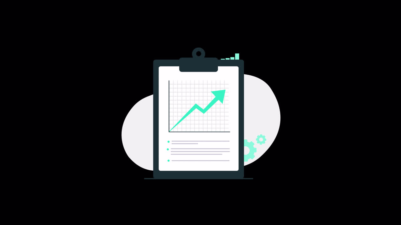 Grafico animato che mostra una tendenza al rialzo sulla clipboard