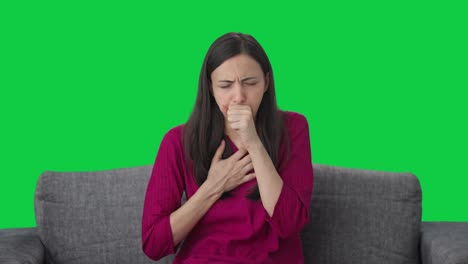 mujer india enferma que sufre de fiebre pantalla verde