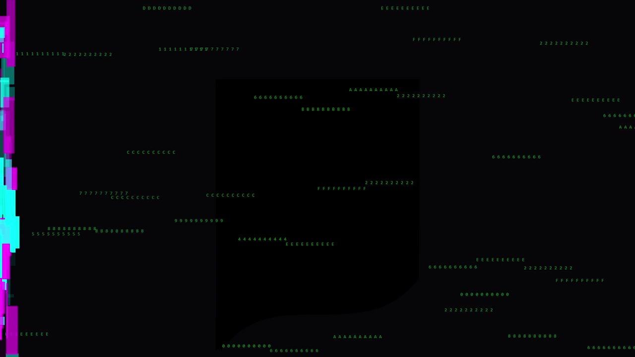 Digital Glitch Background with Floating Green Data Code