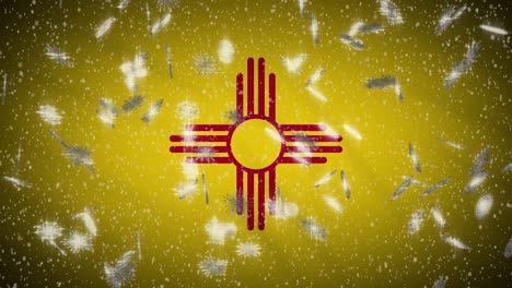 bandera de nuevo méxico caída de nieve, año nuevo y fondo de navidad, bucle