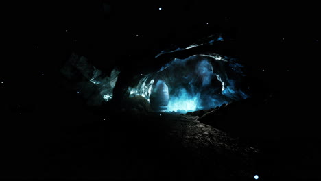 a mysterious glowing entrance to a cave in a dark fantasy world