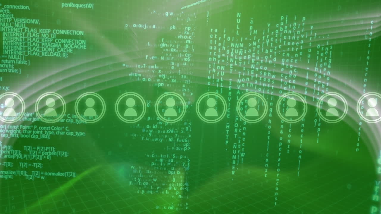 animación del procesamiento de datos sobre un fondo verde