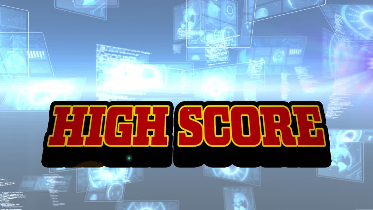 범위 스캐닝과 데이터 처리에 대한 높은 점수 텍스트의 애니메이션