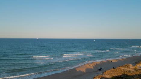 Aerial view of the coastline at the Mareny beach near the city of Valencia, Spain