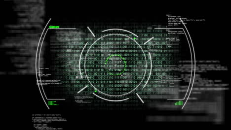 animation of scope scanning and data processing on black background
