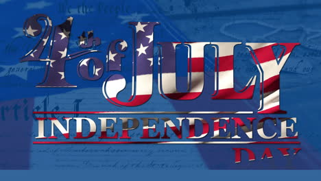 4th of july animation with text, constitution, flag, and military tag visuals.