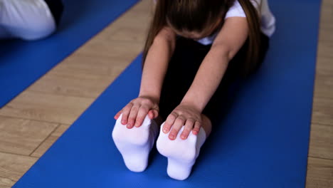 closeup of girl stretching