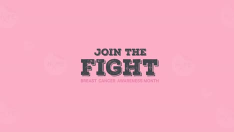 animación de texto de concienciación sobre el cáncer de mama en fondo rosa