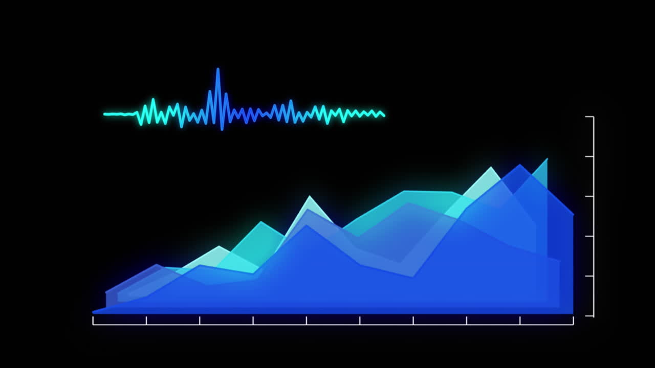 검은 바탕에 대한 통계 데이터 처리의 애니메이션