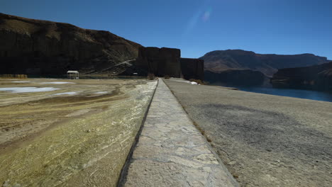 travertine landscape of band-e amir national park in afghanistan at daytime