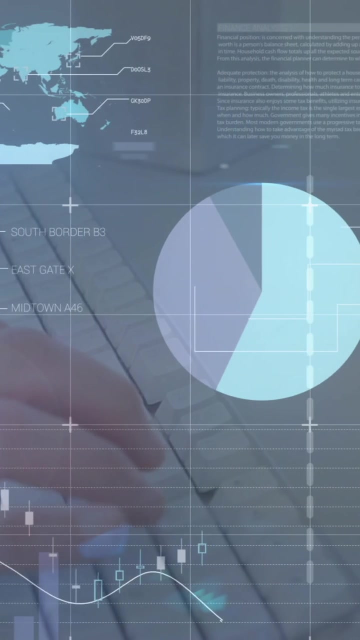 Animation af statistisk databehandling mod en mand, der taster på et tastatur på kontoret