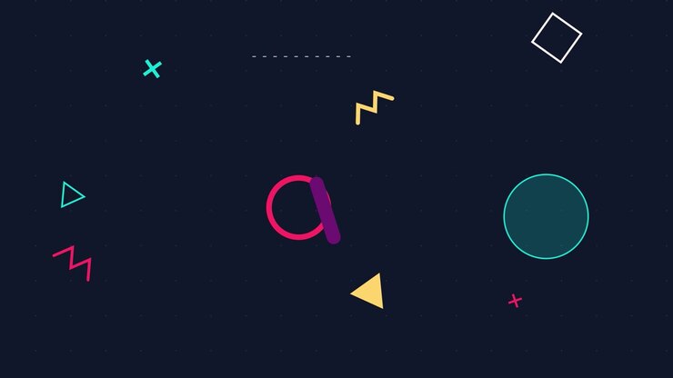 Grafica in movimento astratta con forme geometriche su sfondo scuro