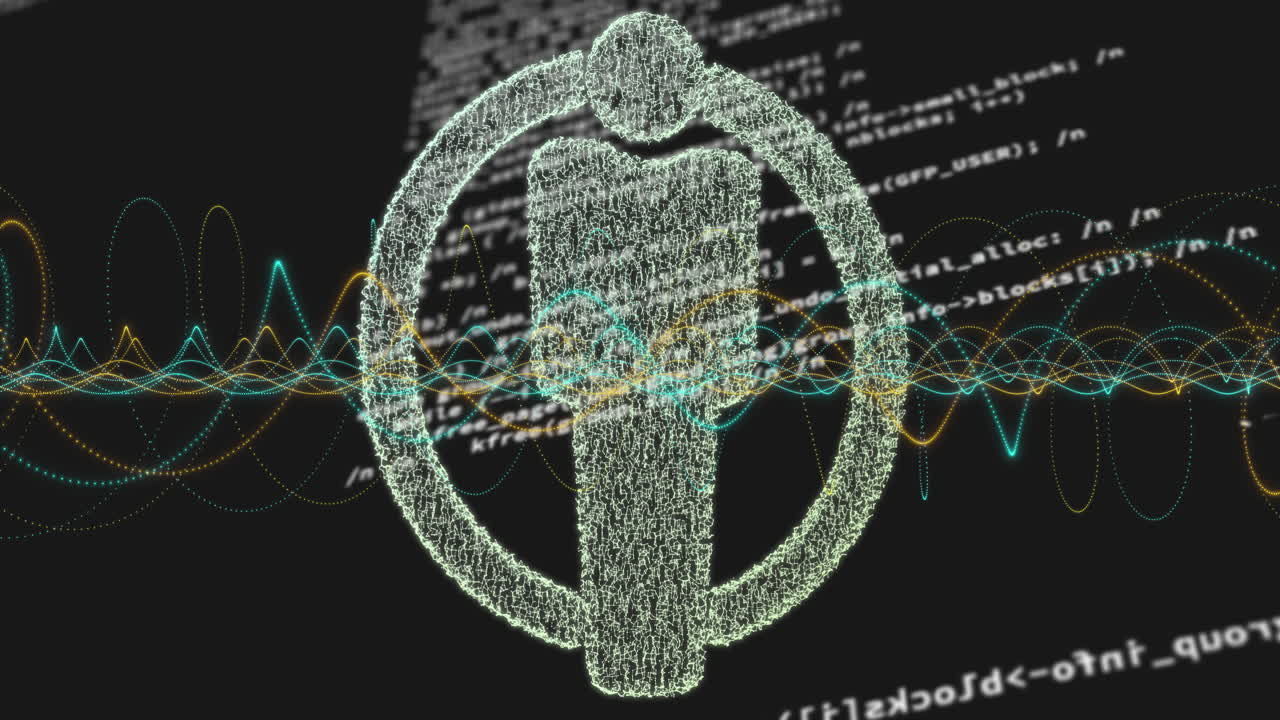 어두운 배경에서 사람 아이콘과 데이터 처리의 애니메이션