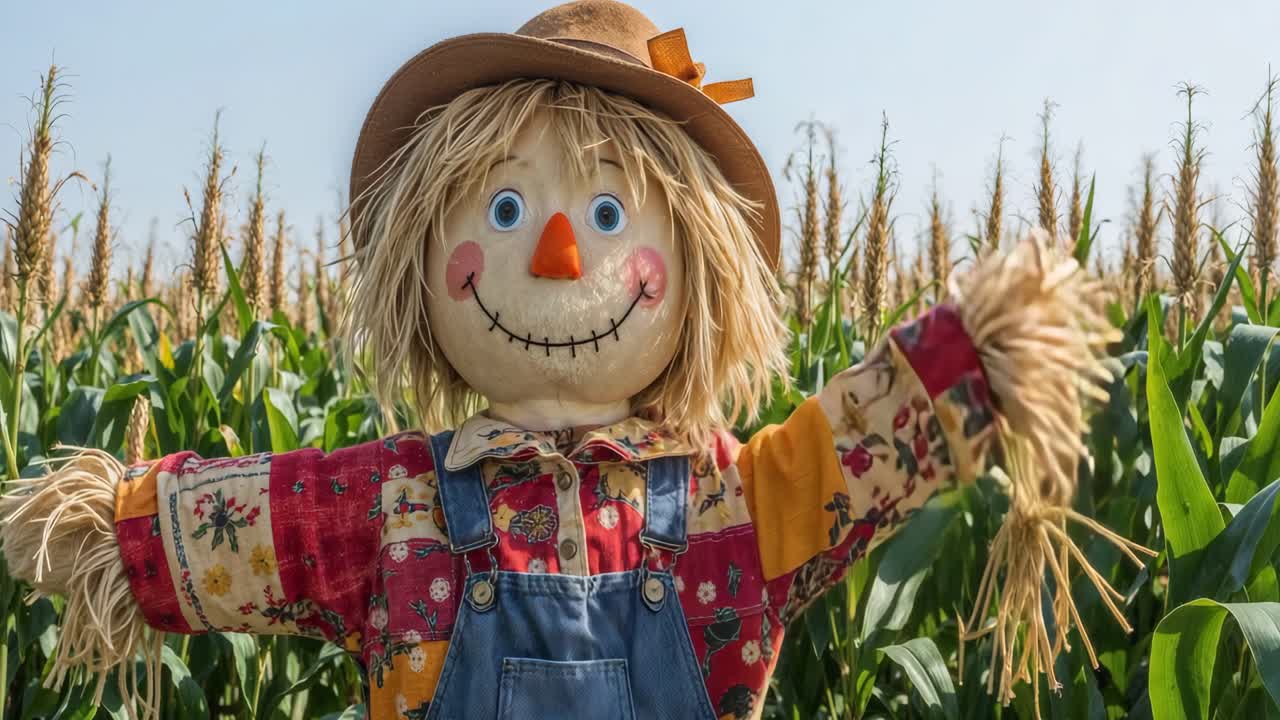 Scarecrow in a cornfield