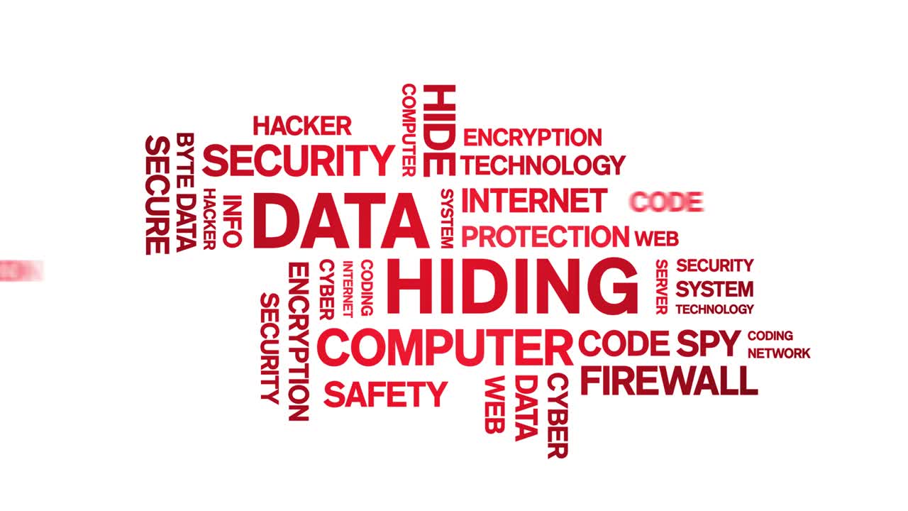 4k Data Hiding Animated Tag Word Cloud,Text Design Animation seamless loop.