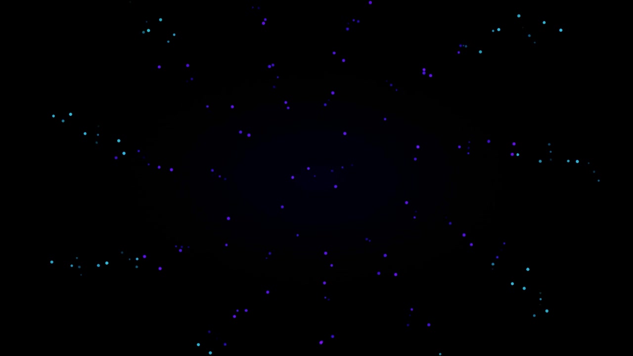 Abstracte bewegende achtergrond met gloeiende blauwe en paarse deeltjes