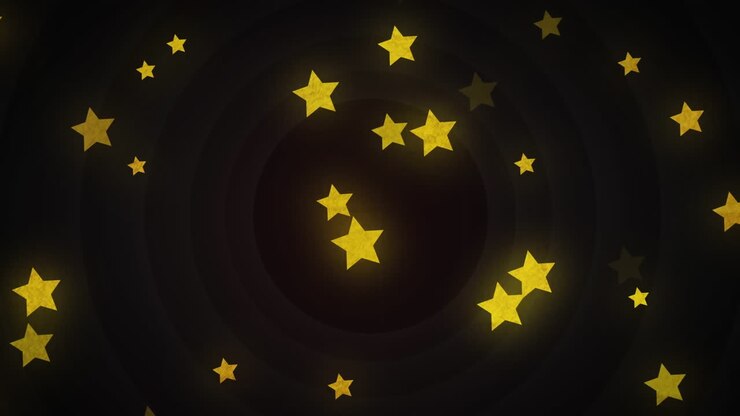 Animation von Sternen über einem schwarzen gemusterten Hintergrund.