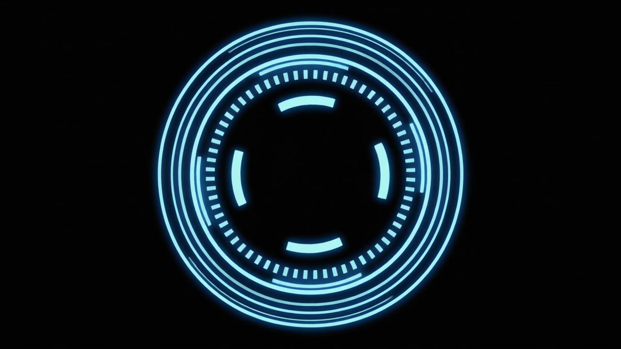 Rotating Blue Digital HUD Circular Interface Element
