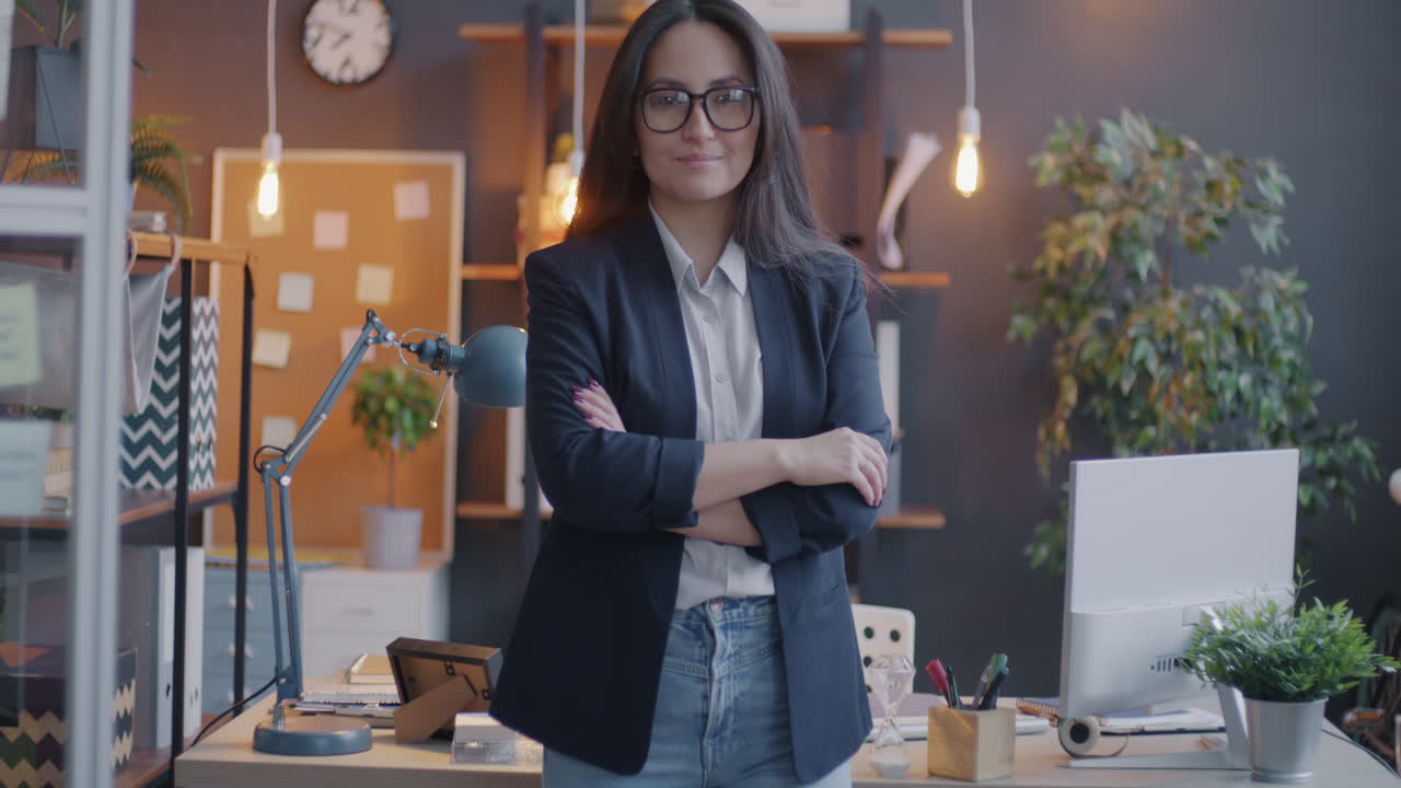 mujer de negocios confiada en una oficina moderna