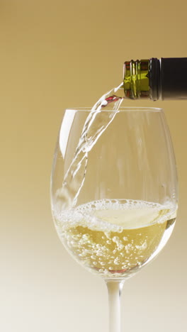 vertcal video of white wine pouring into glass