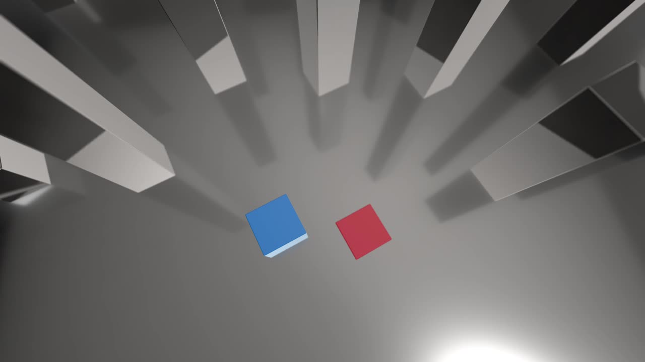 comparando el diagrama de barras azules y rojas 3d creciendo hasta el 97% y el 3%