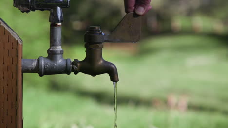 outdoor water spigot at park. close-up 3. 10sec-60fps